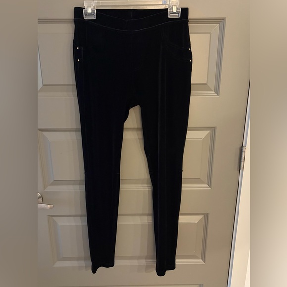 Calvin Klein Black Power Stretch Velvet Leggings - Picture 4 of 7